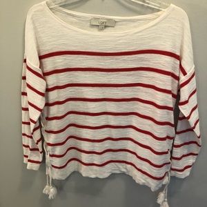 Striped boatneck sweater with cross ties